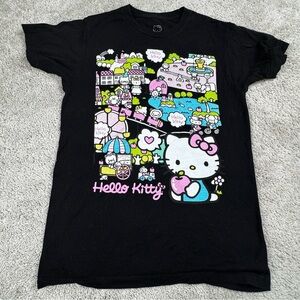 Hello Kitty Bustling City Graphic Tee Grunge Gothcore Size S